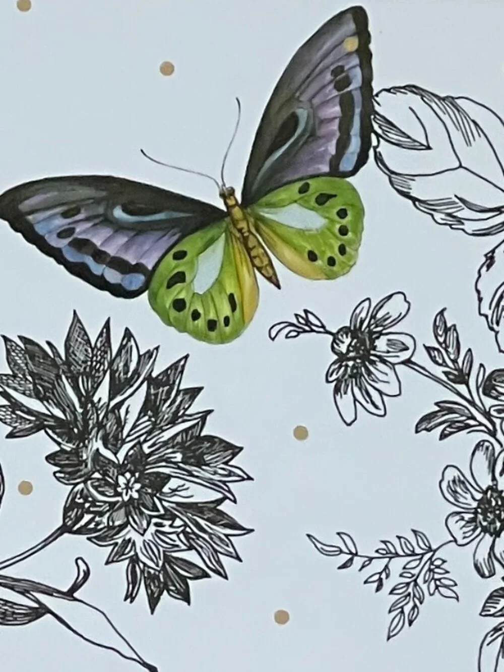 MacKenzie-Childs Butterfly Toile Placemat Set in White, Green, Yellow, Purple